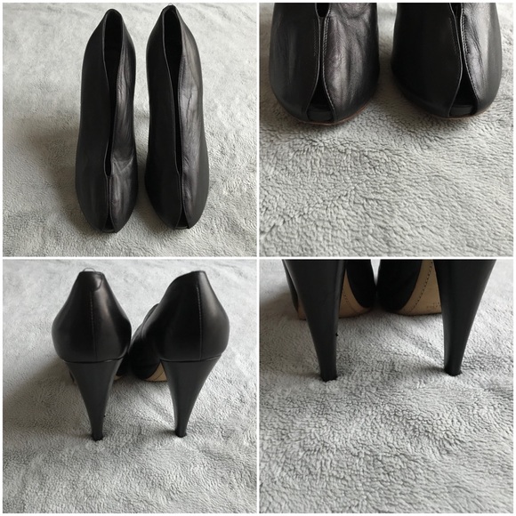 Celine Black Leather V Neck Heels Phoebe Philo 40 - Picture 4 of 13